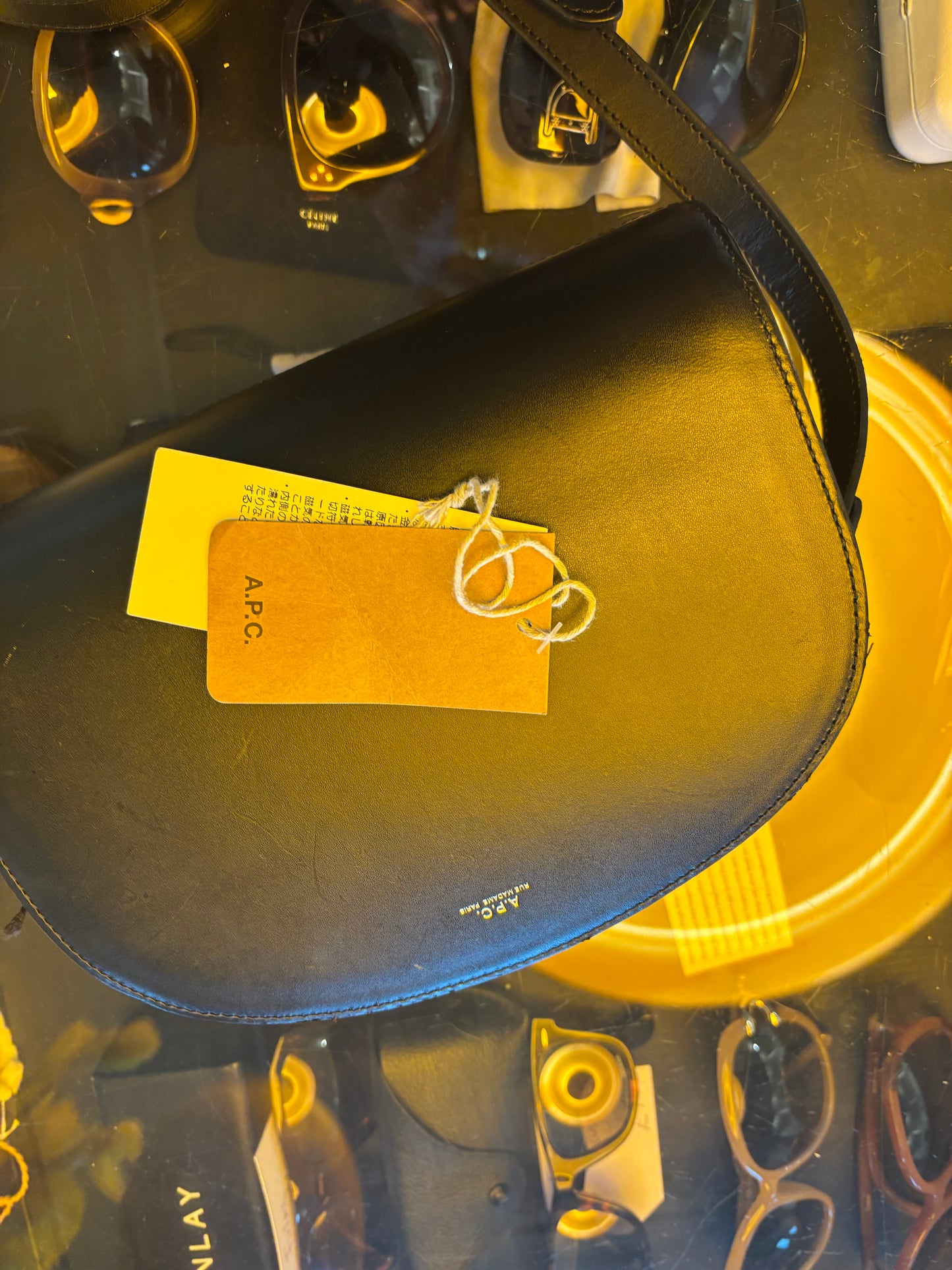 A.P.C Black Leather Demi Lune Bag