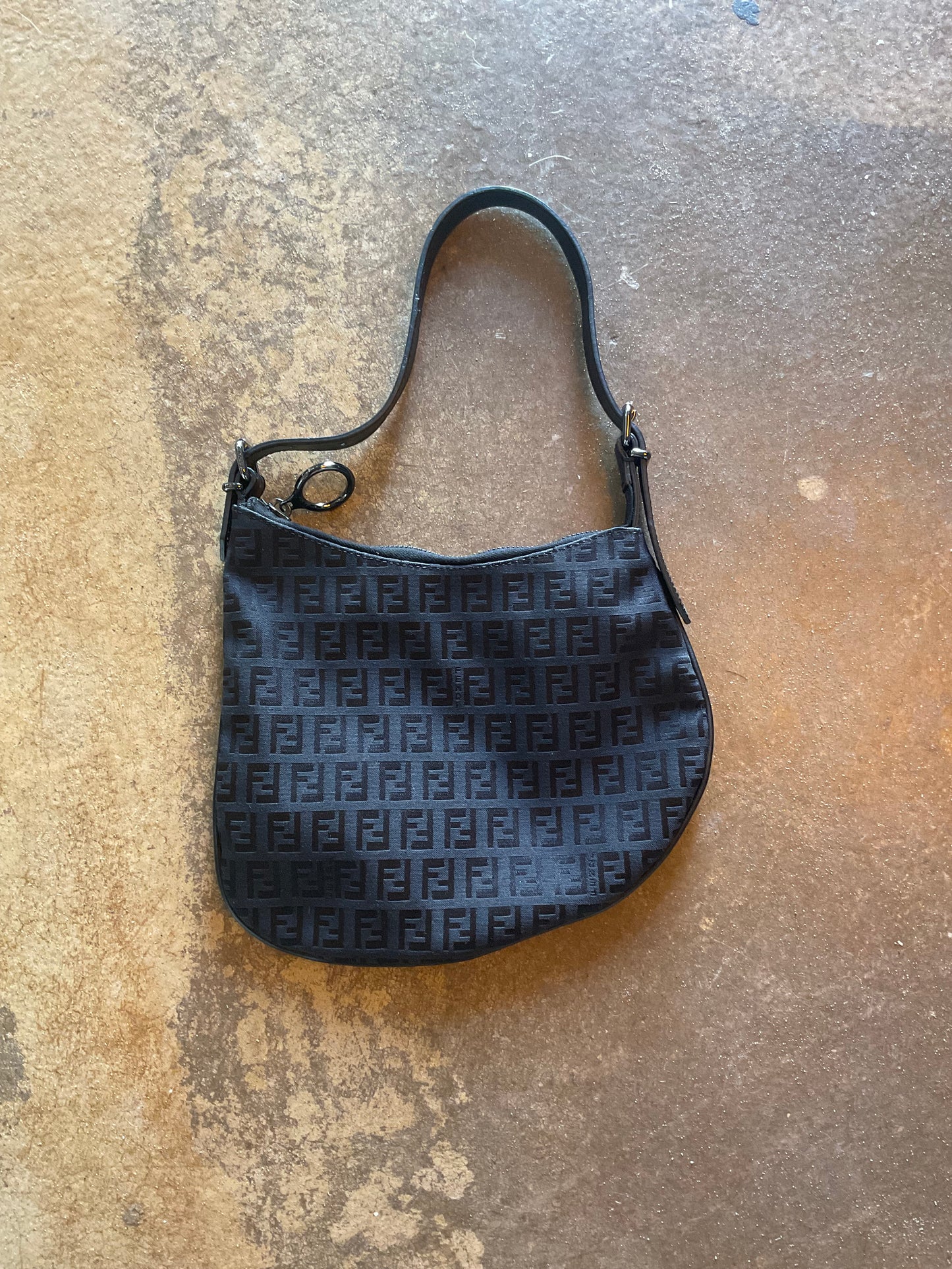 Fendi Black Zucca Small Oyster Bag