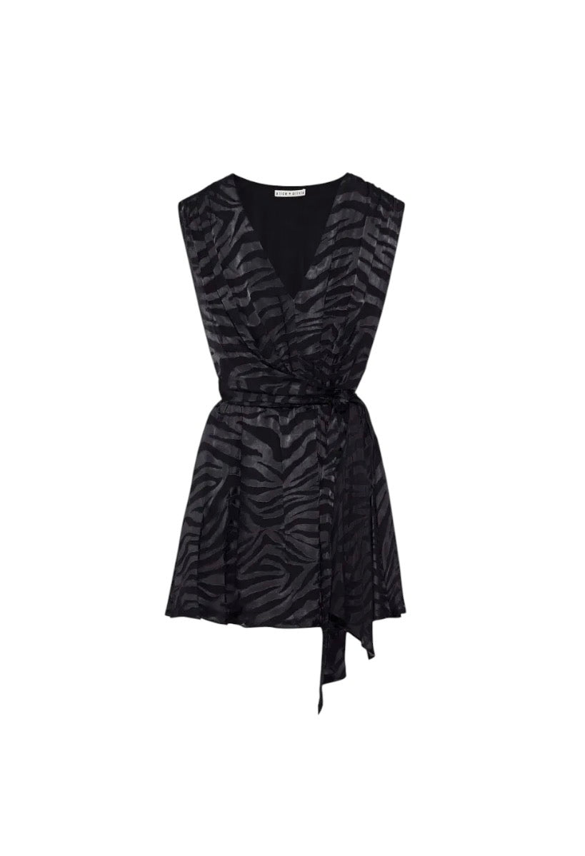 Alice + Olivia black Tiger Wrap Dress