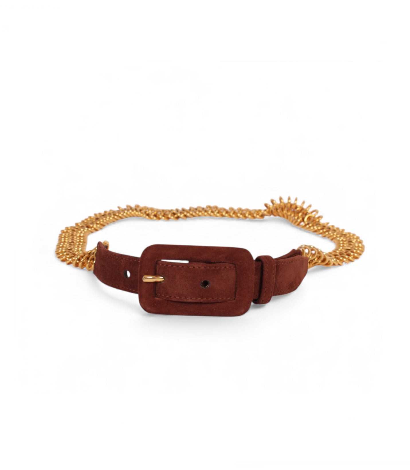 Prada Brown Suede and Gold Belt