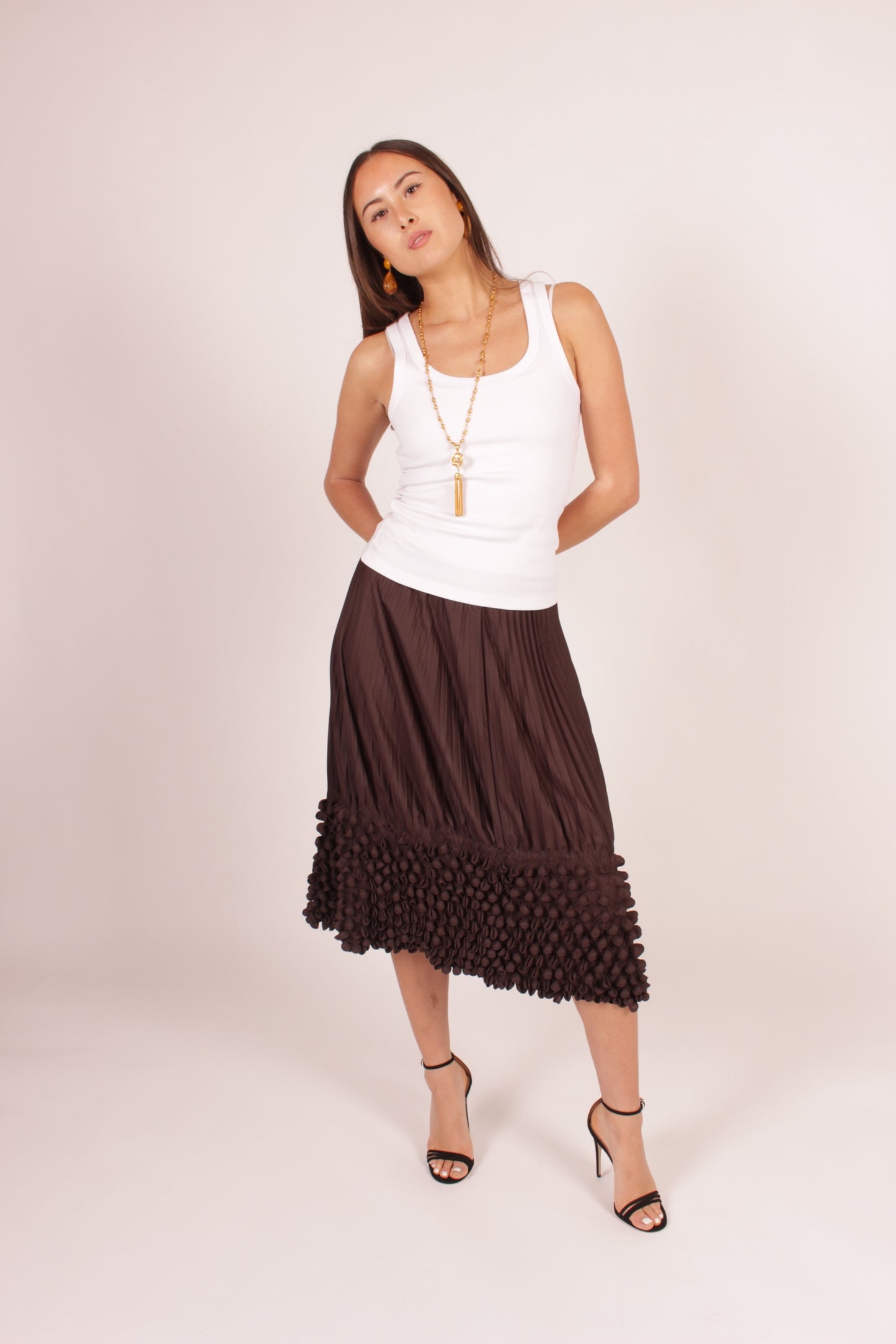 Issey Miyake (mainline) Chocholate Pleated Bubble Skirt