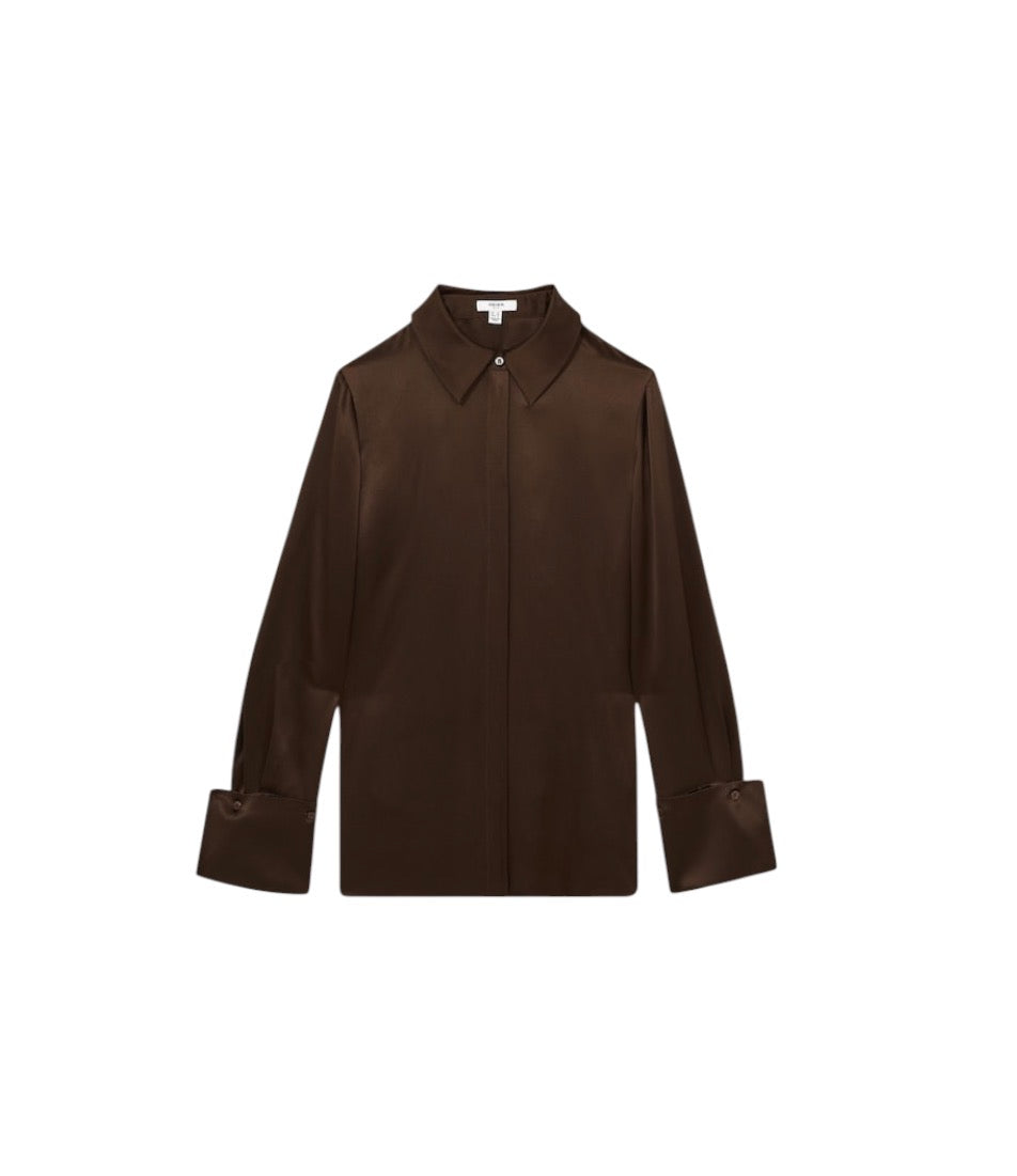 Reiss Chocolate Silk Shirt - nwt