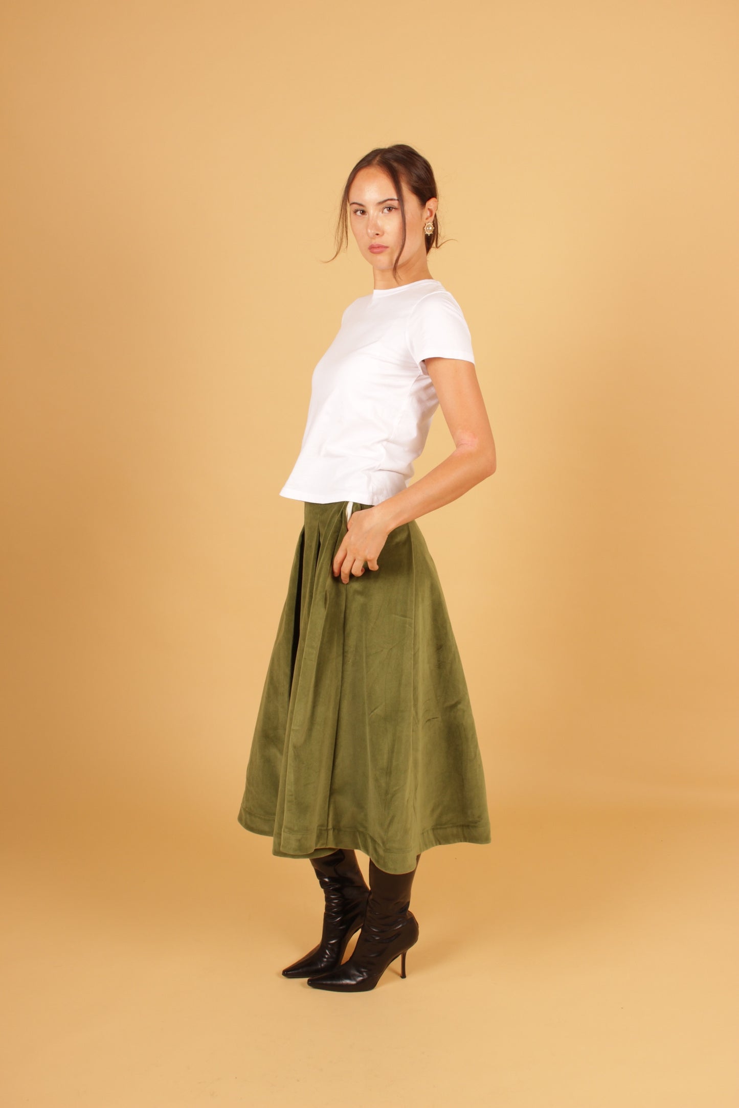 Cawley Green Velvet Skirt