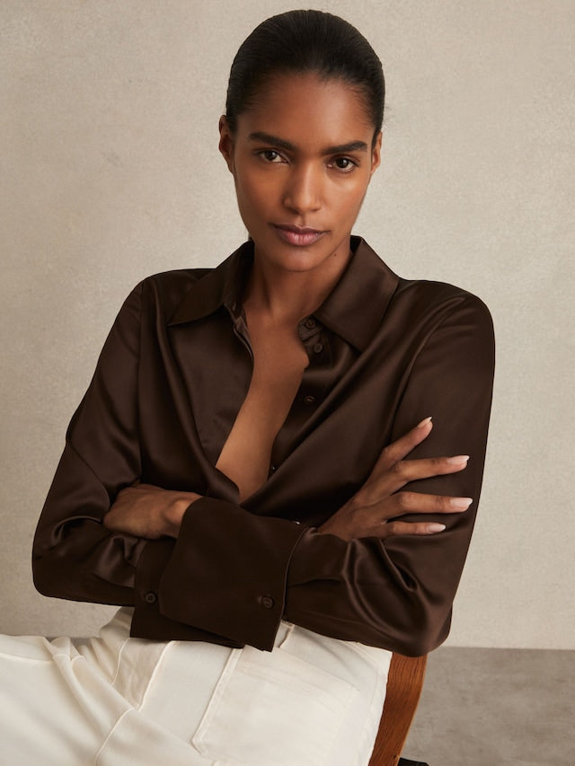Reiss Chocolate Silk Shirt - nwt
