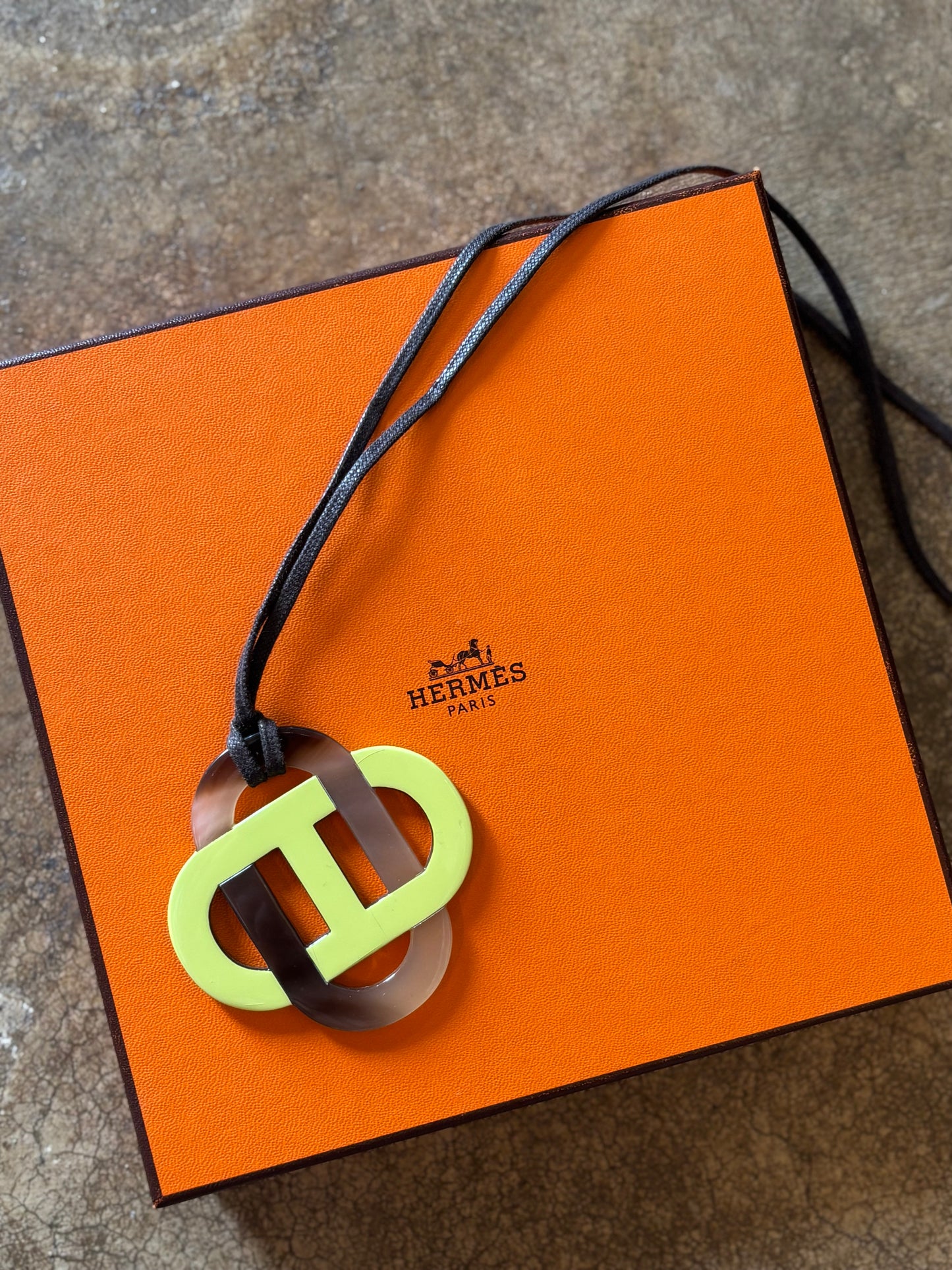Hermes Lastis Horn and Leather Pendant