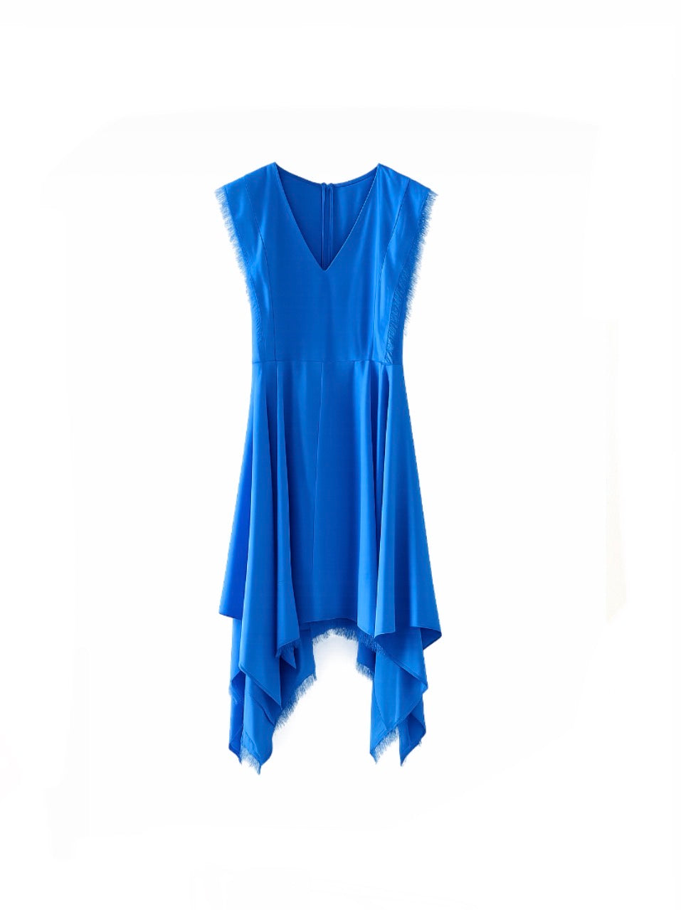 Sandro Blue Silk Raw Edge Dress ReBoundStore Sandro Blue Silk Raw Edge Dress ReBoundStore