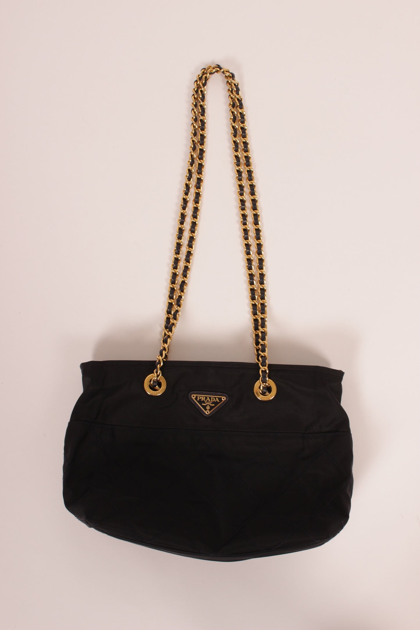 Prada Black and Gold Nylon Bag