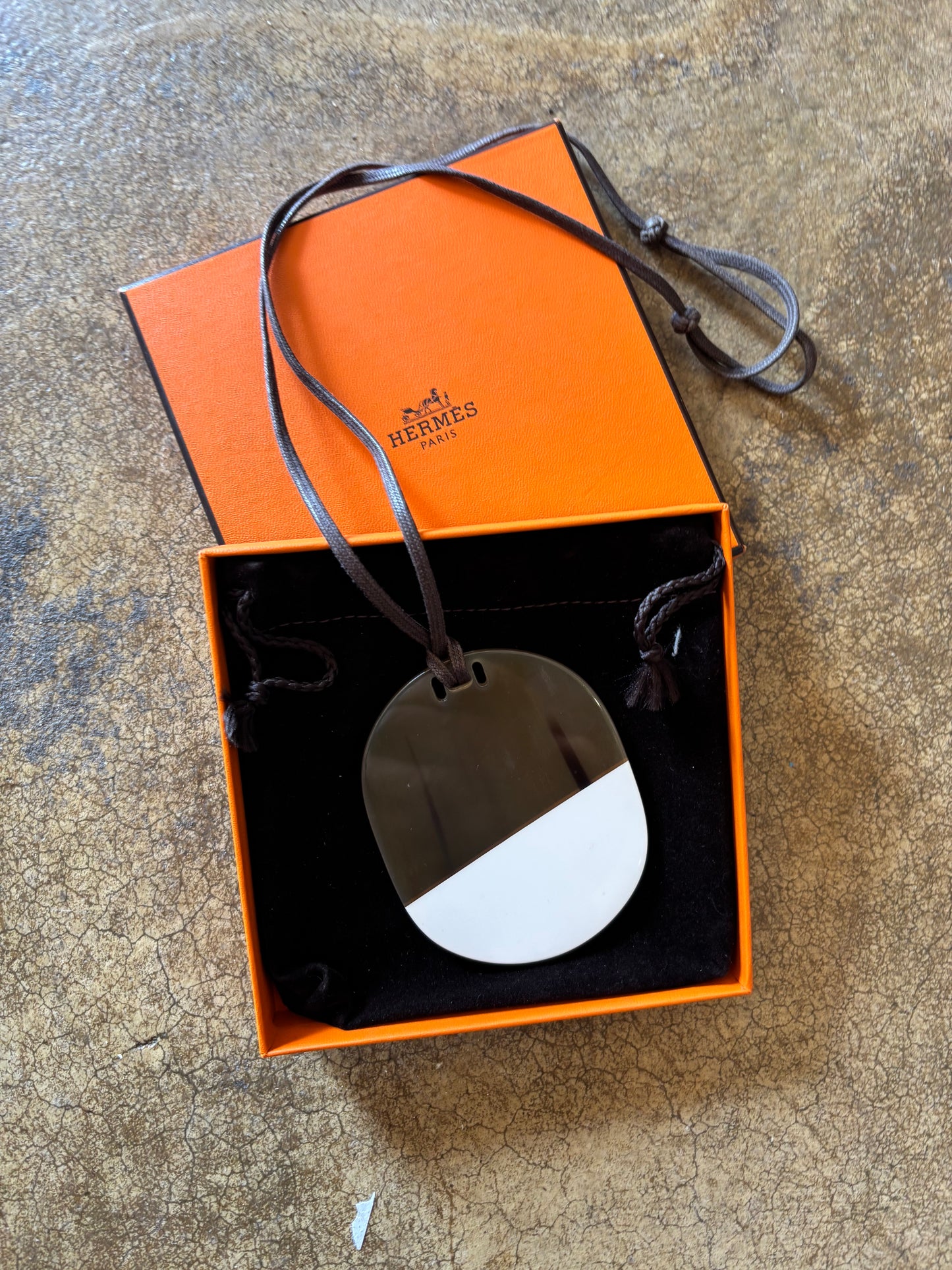 Hermes Horn and Leather Pendant
