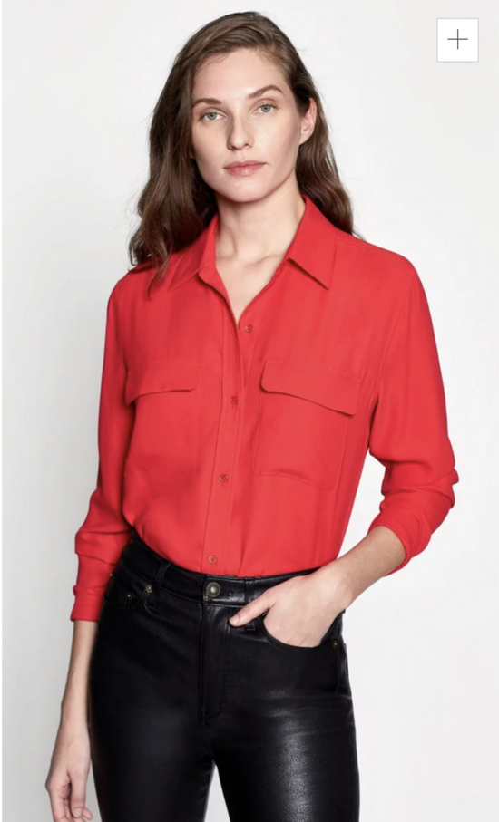 Equipment Red Silk Blouse