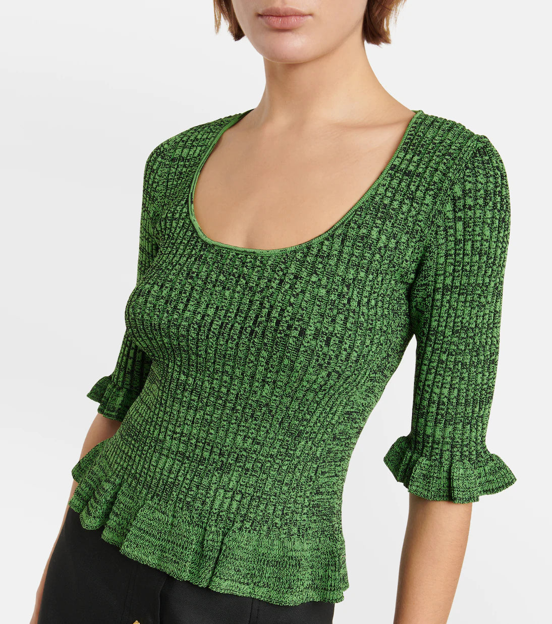 Ganni Ribbed Green Top