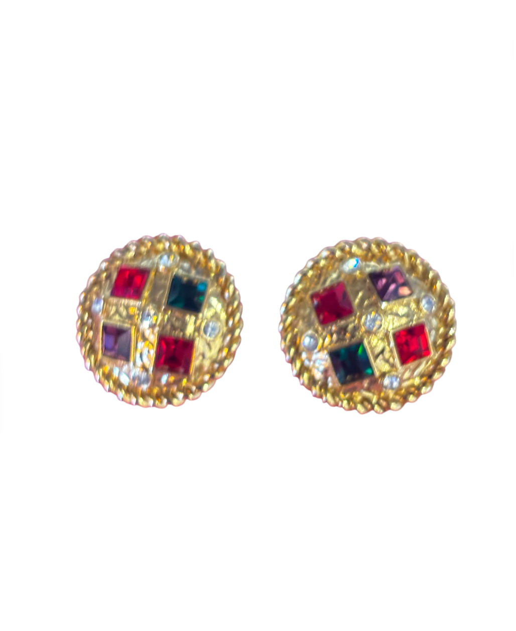 Vintage Jewel Clip On Earrings