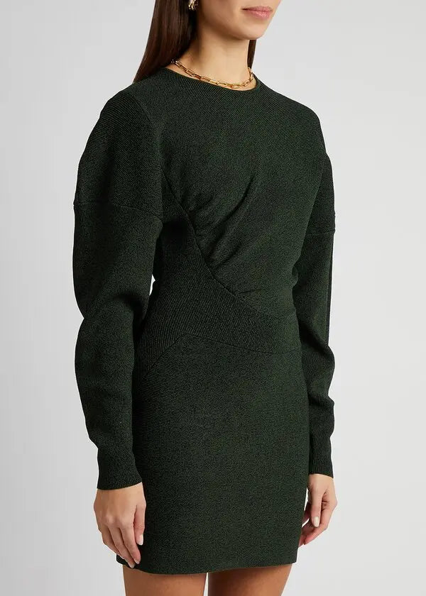 Ganni Green Melange Stretch Knit Dress - nwt