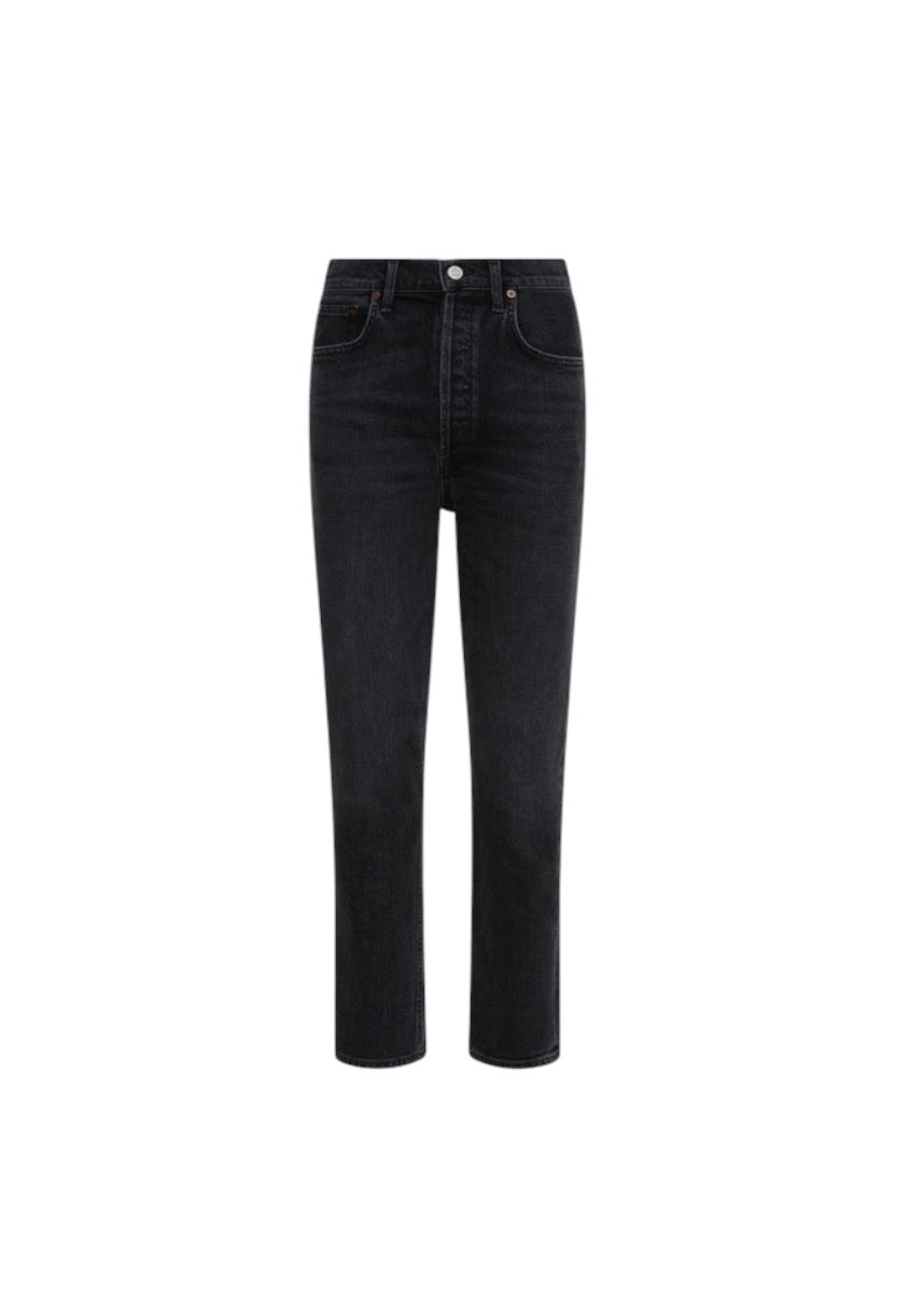 AGolde Black Wash Cropped Riley Jeans