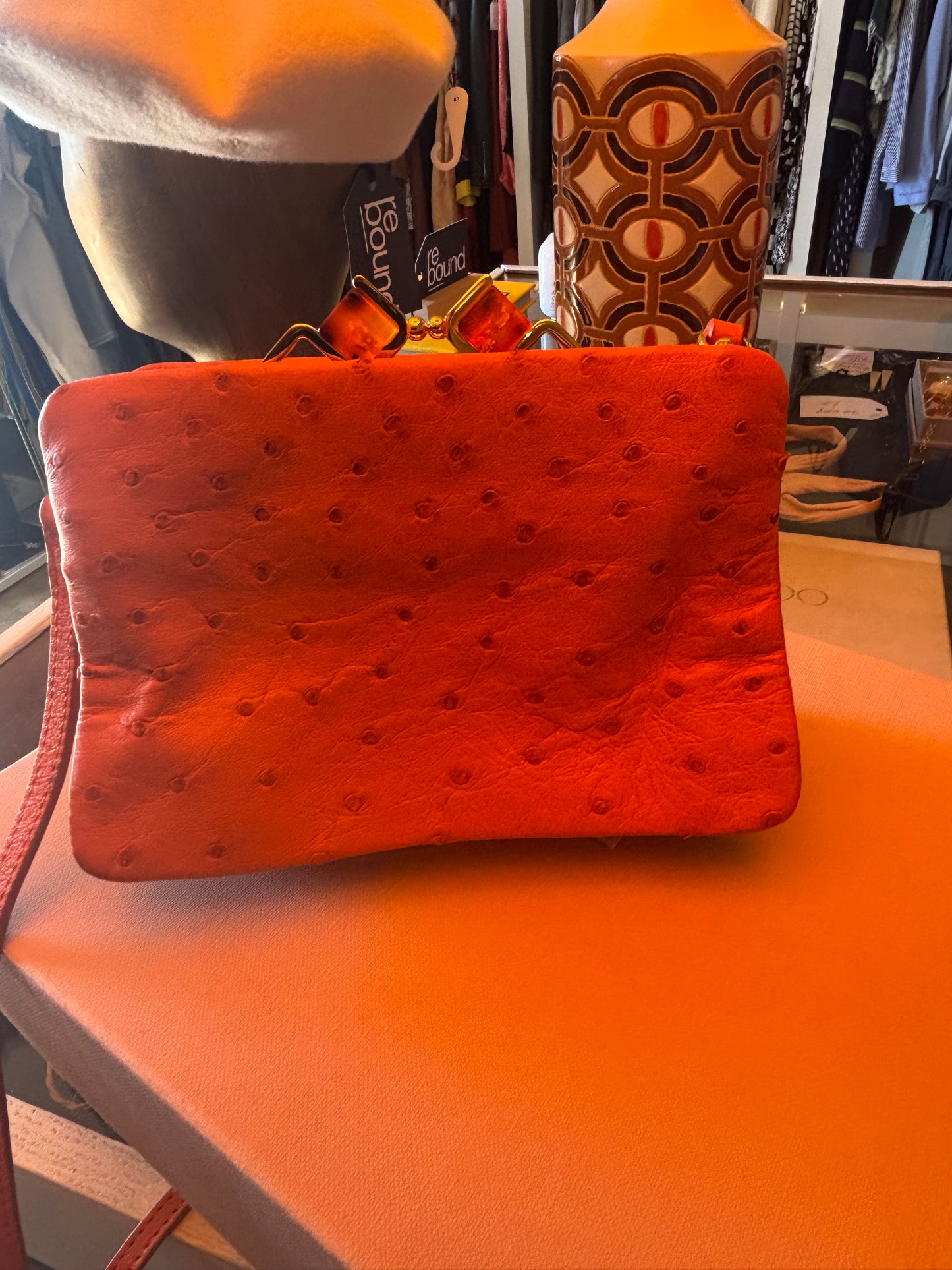 Miu Miu Ostrich Mini Crossbody Bag