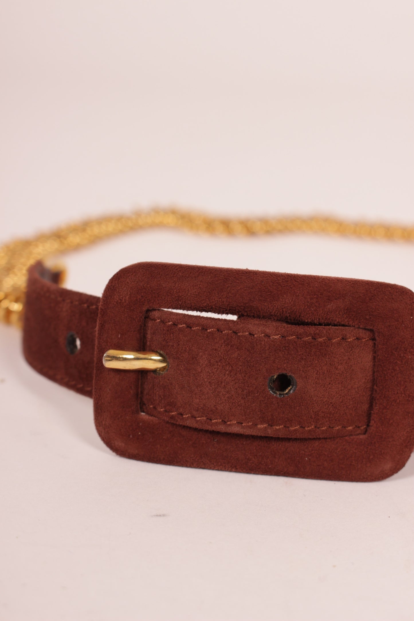 Prada Brown Suede and Gold Belt