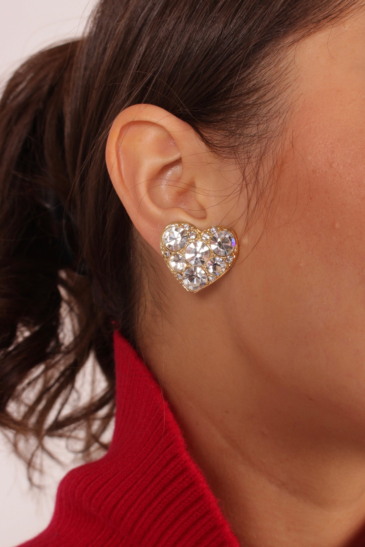 Vintage Crystal Heart Earrings