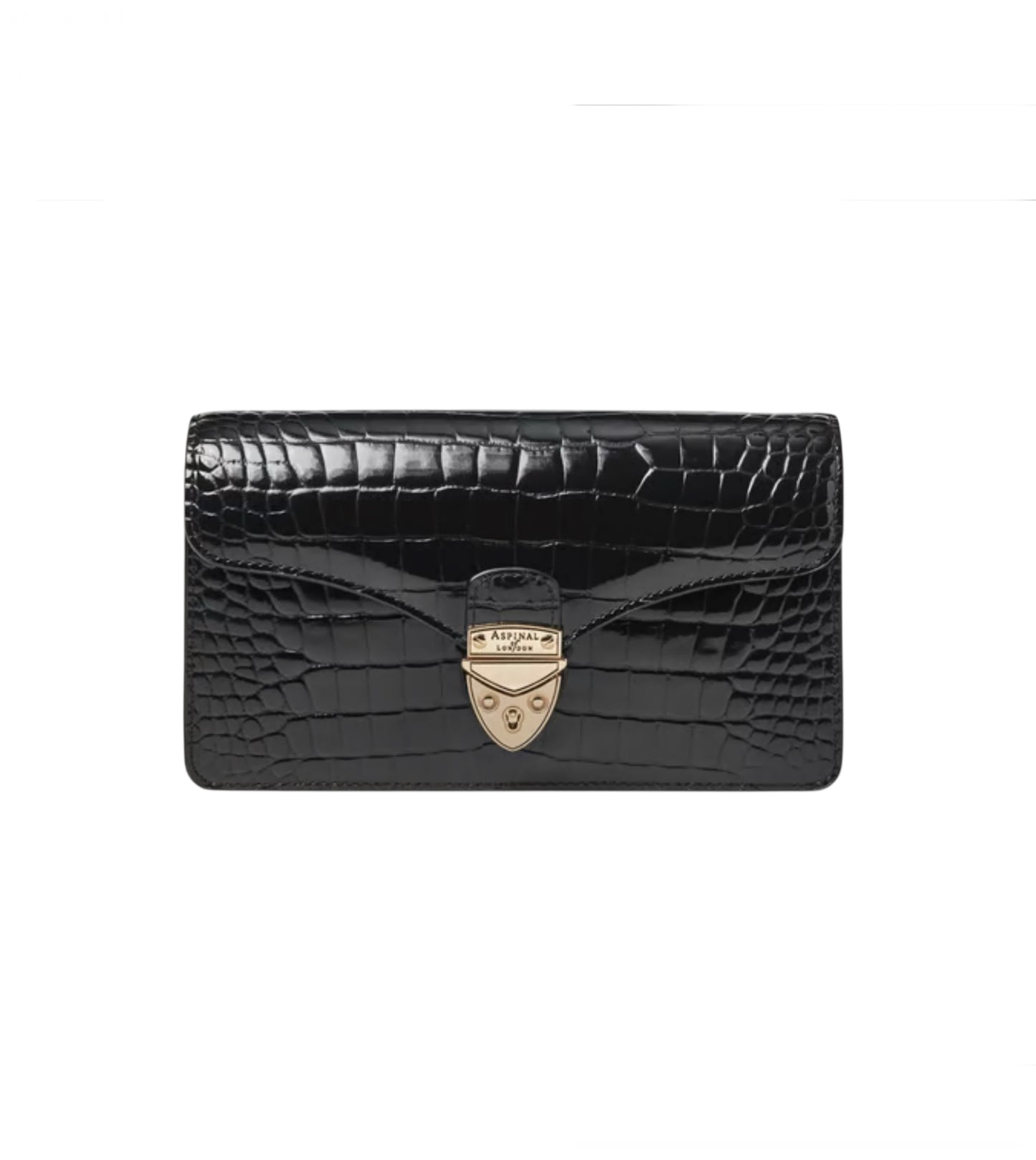 Aspinal Moc Croc Black Leather Bag