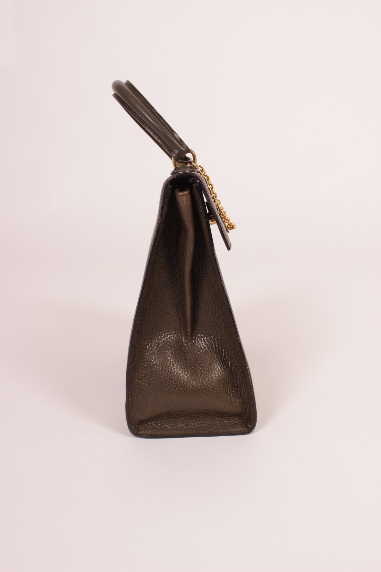 Vintage Celine Kelly Top Handle Bag in Military Green