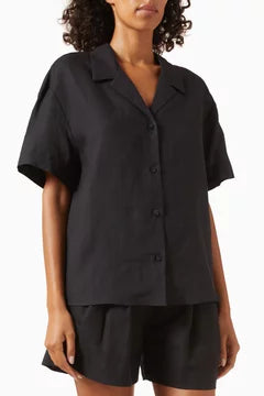 Asceno Prague Black Linen Shirt