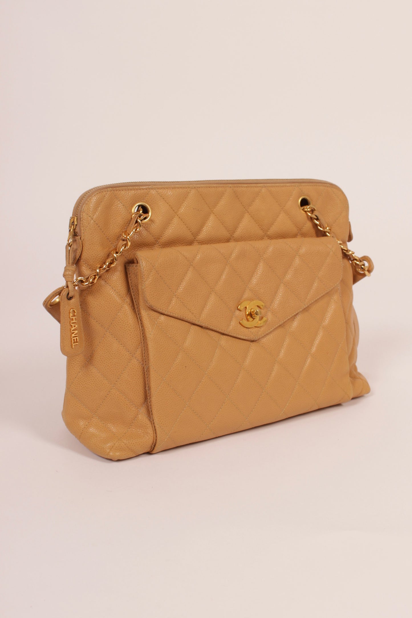 Chanel Caviar Leather Beige Tote Bag