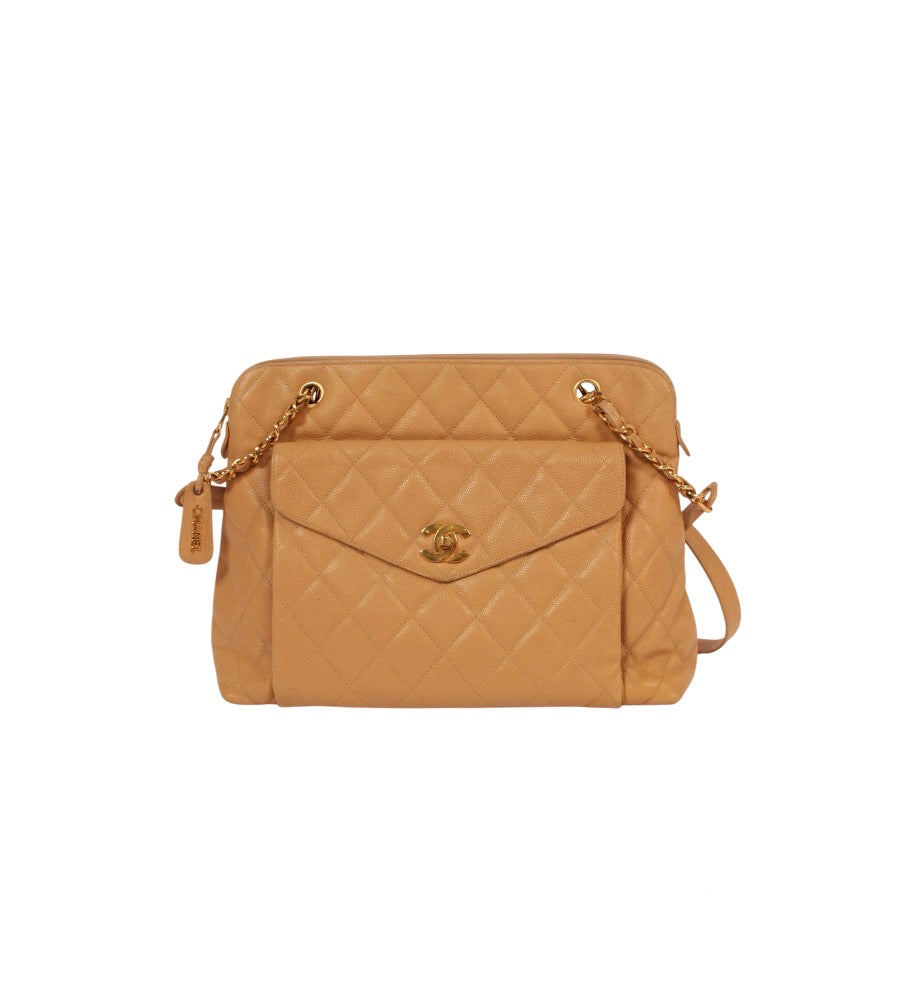 Chanel Caviar Leather Beige Tote Bag