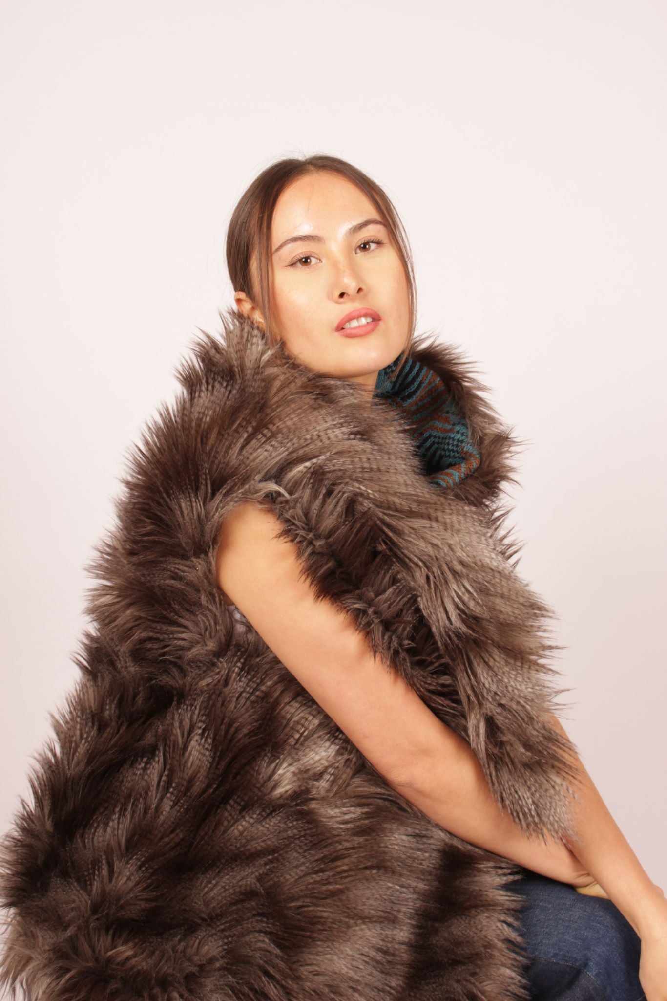 Prada Faux Fur Shawl Coat
