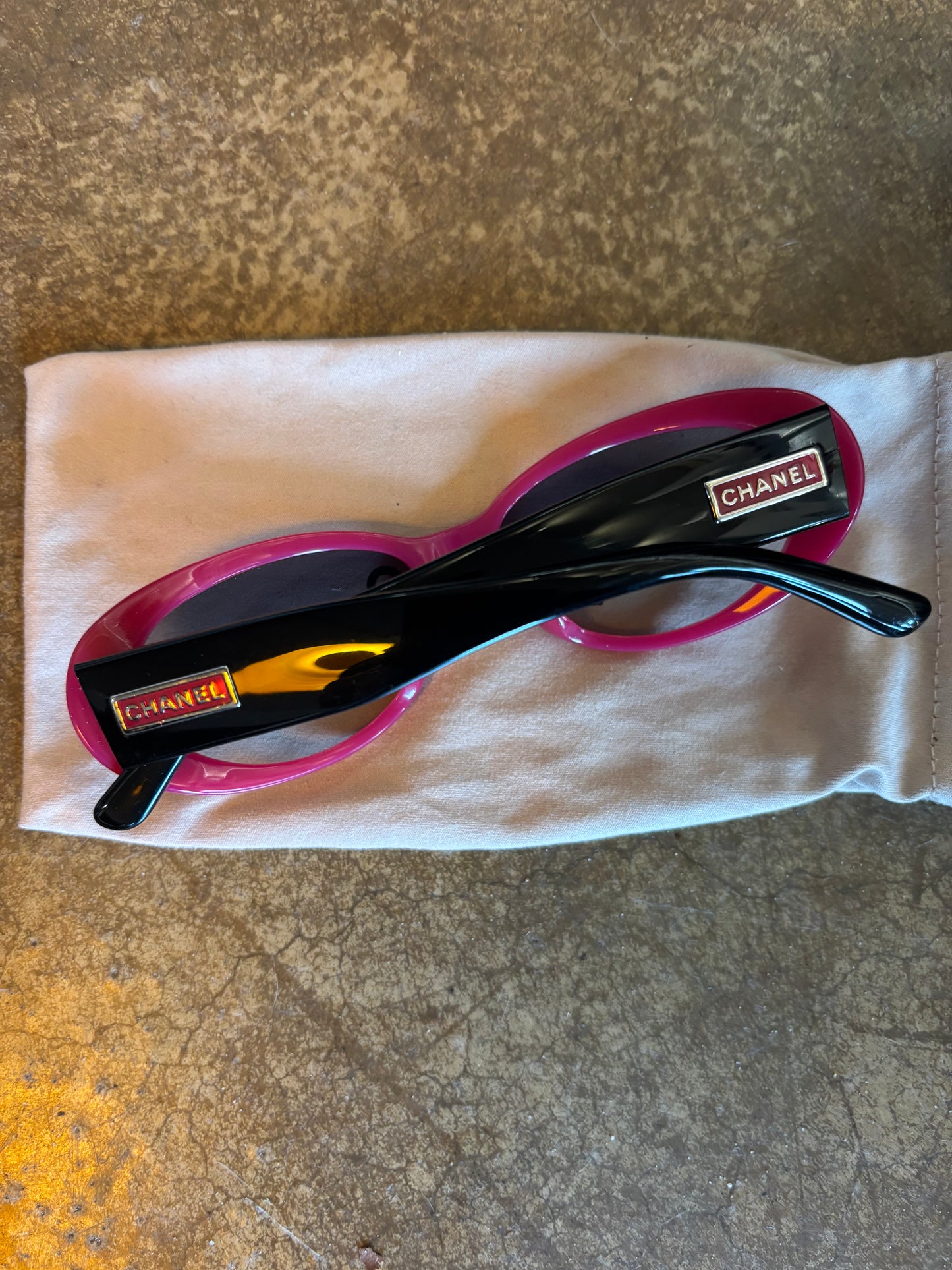 Chanel Vintage Pink Black Sunglasses