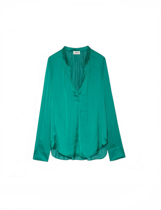 Zadig & Voltaire Tink Green Satin Blouse