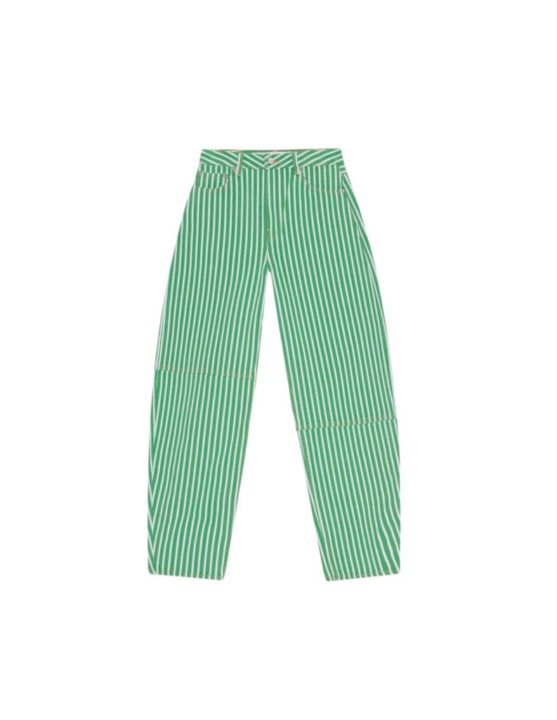 Ganni Green Striped Denim Jeans