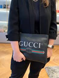 Gucci Leather Web Clutch