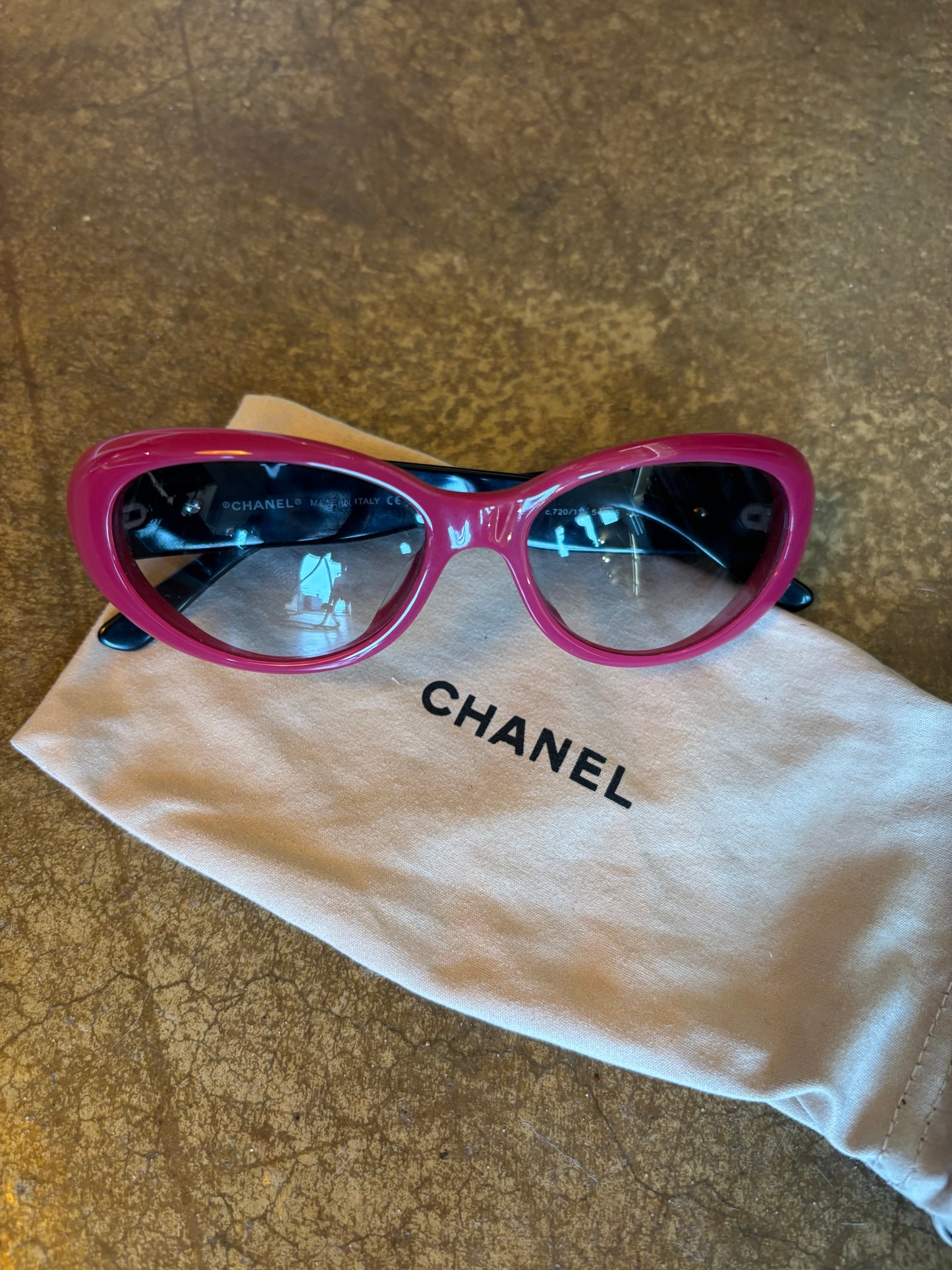 Chanel Vintage Pink Black Sunglasses