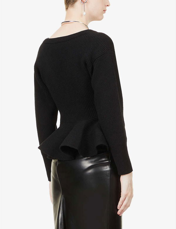 Alexander McQueen Wool Peplum Jumper