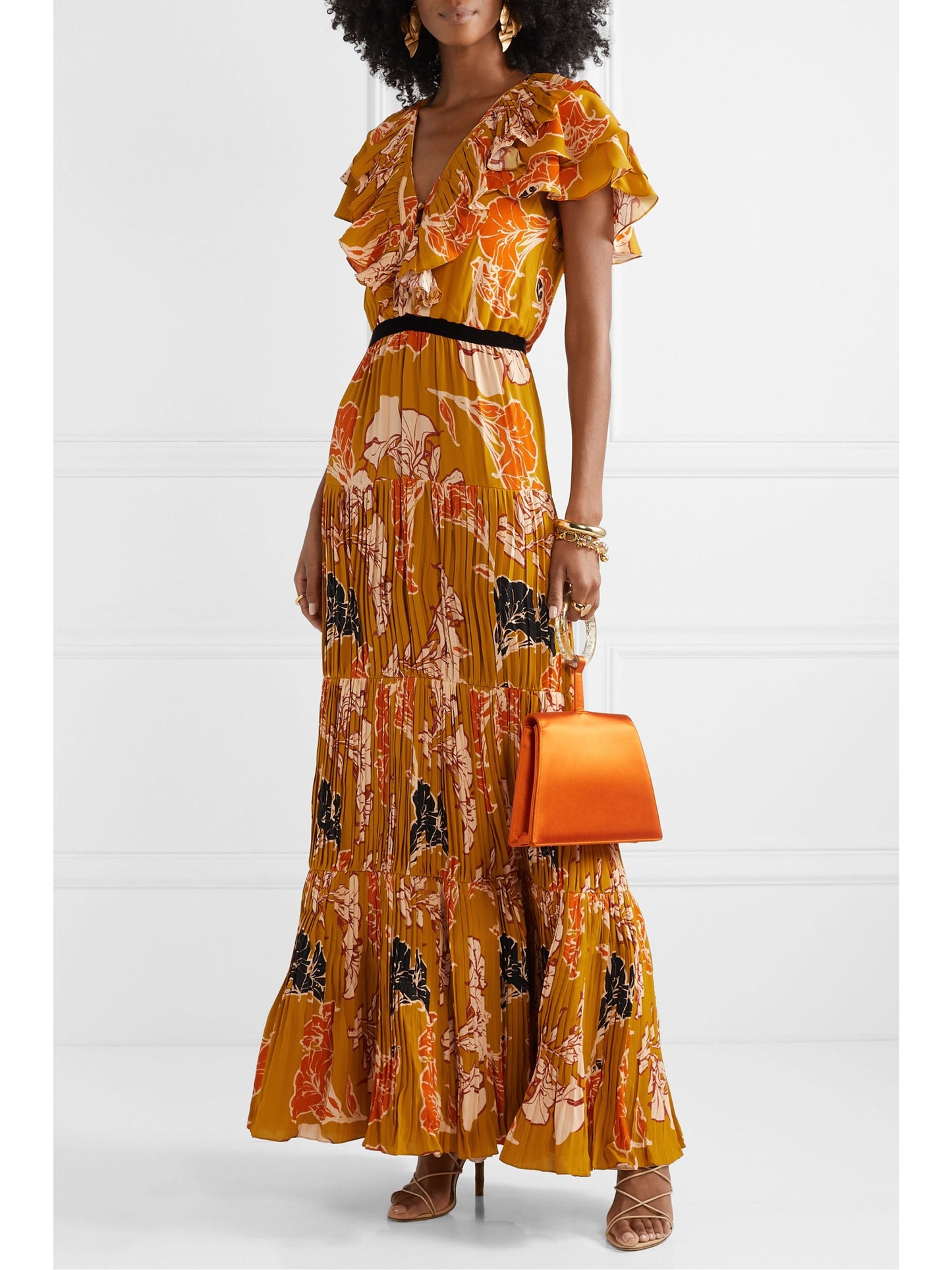 Johanne Ortiz Chiffon Pleated Maxi Dress - nwt