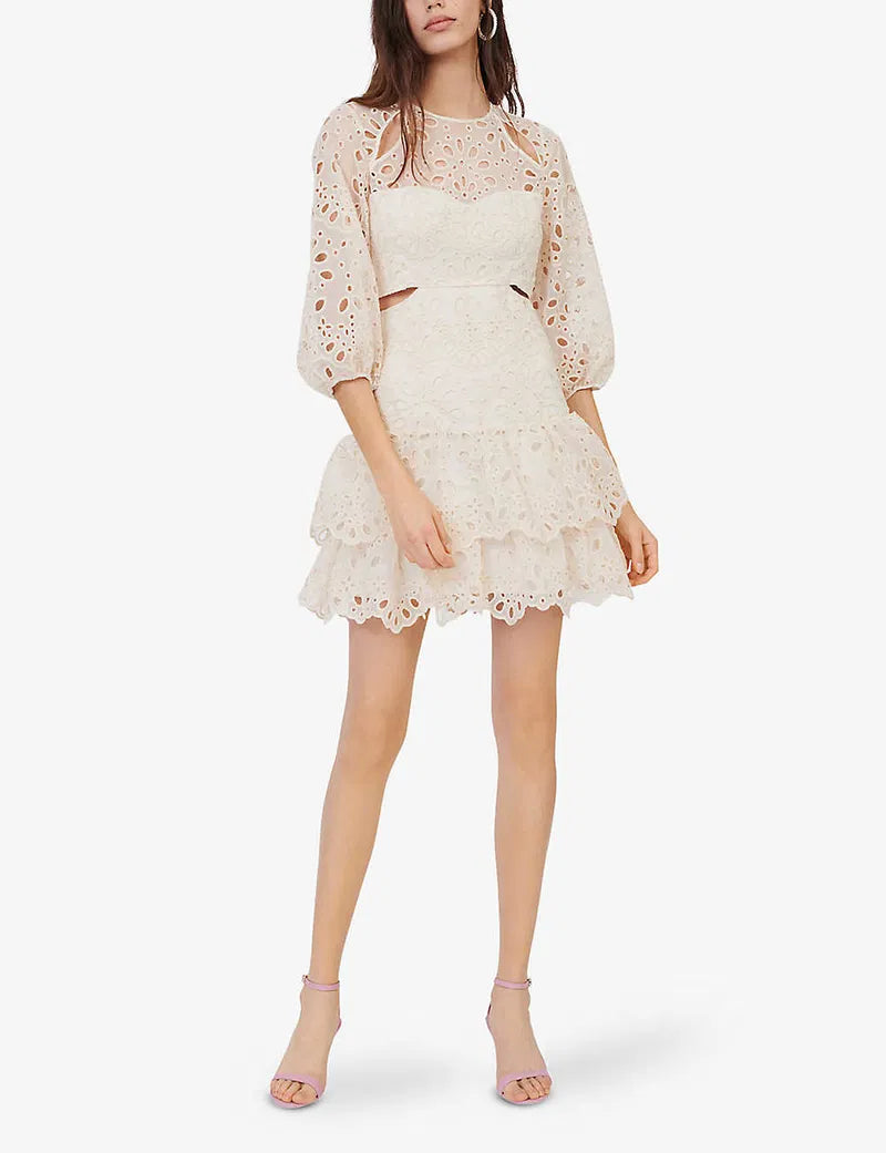 Maje Cut Out Broderie Dress