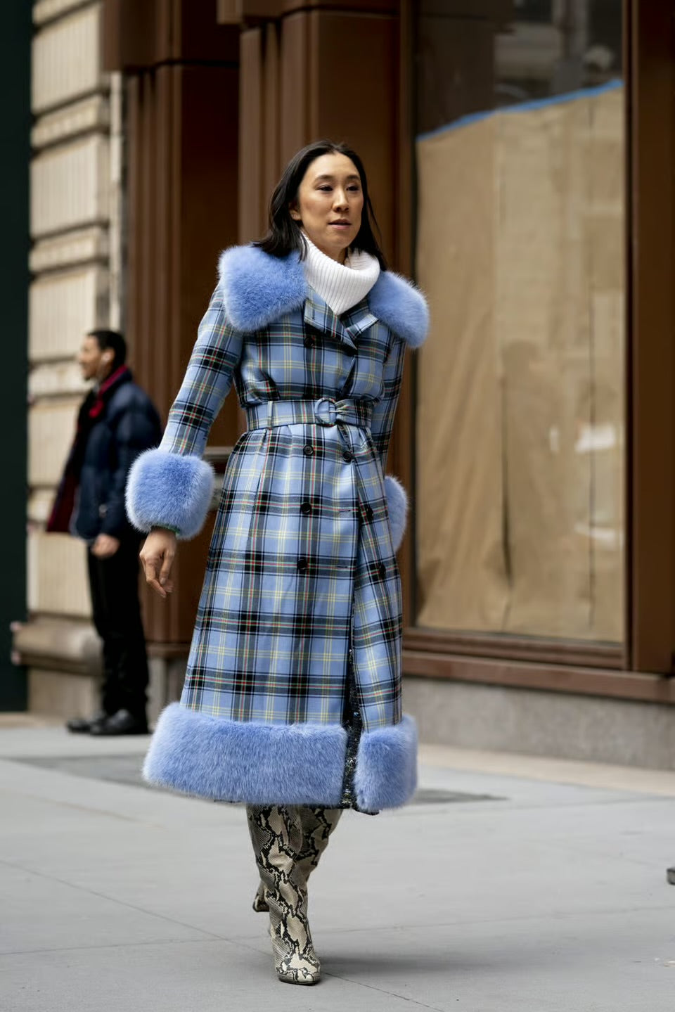 Shrimps Checked Faux Fur Coat