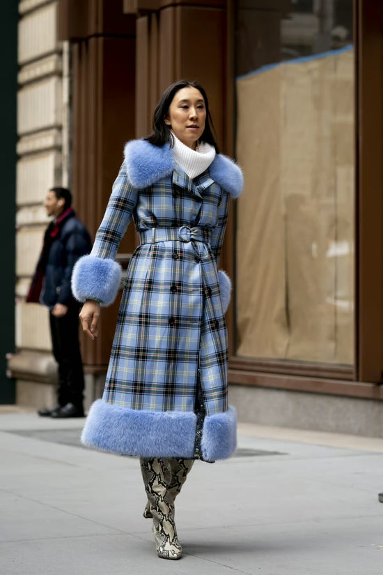 Shrimps Checked Faux Fur Coat