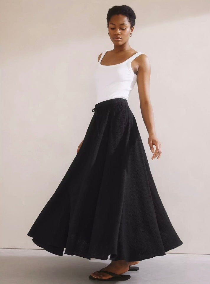 Albaray Black Cheesecloth Skirt