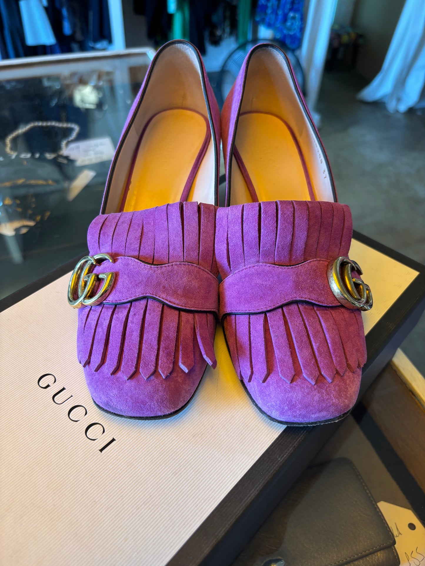 Gucci Lilac Suede Loafers