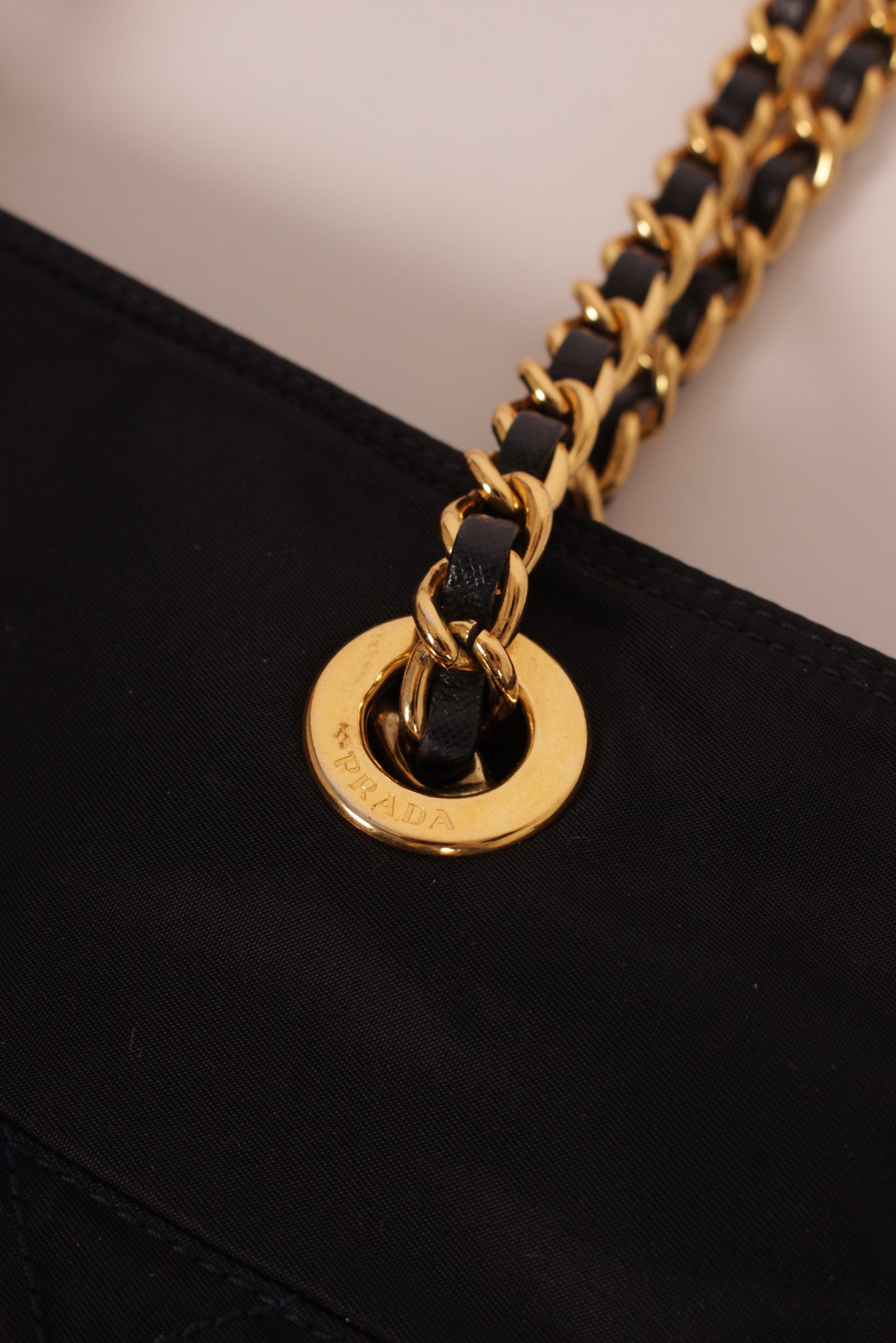 Prada Black and Gold Nylon Bag
