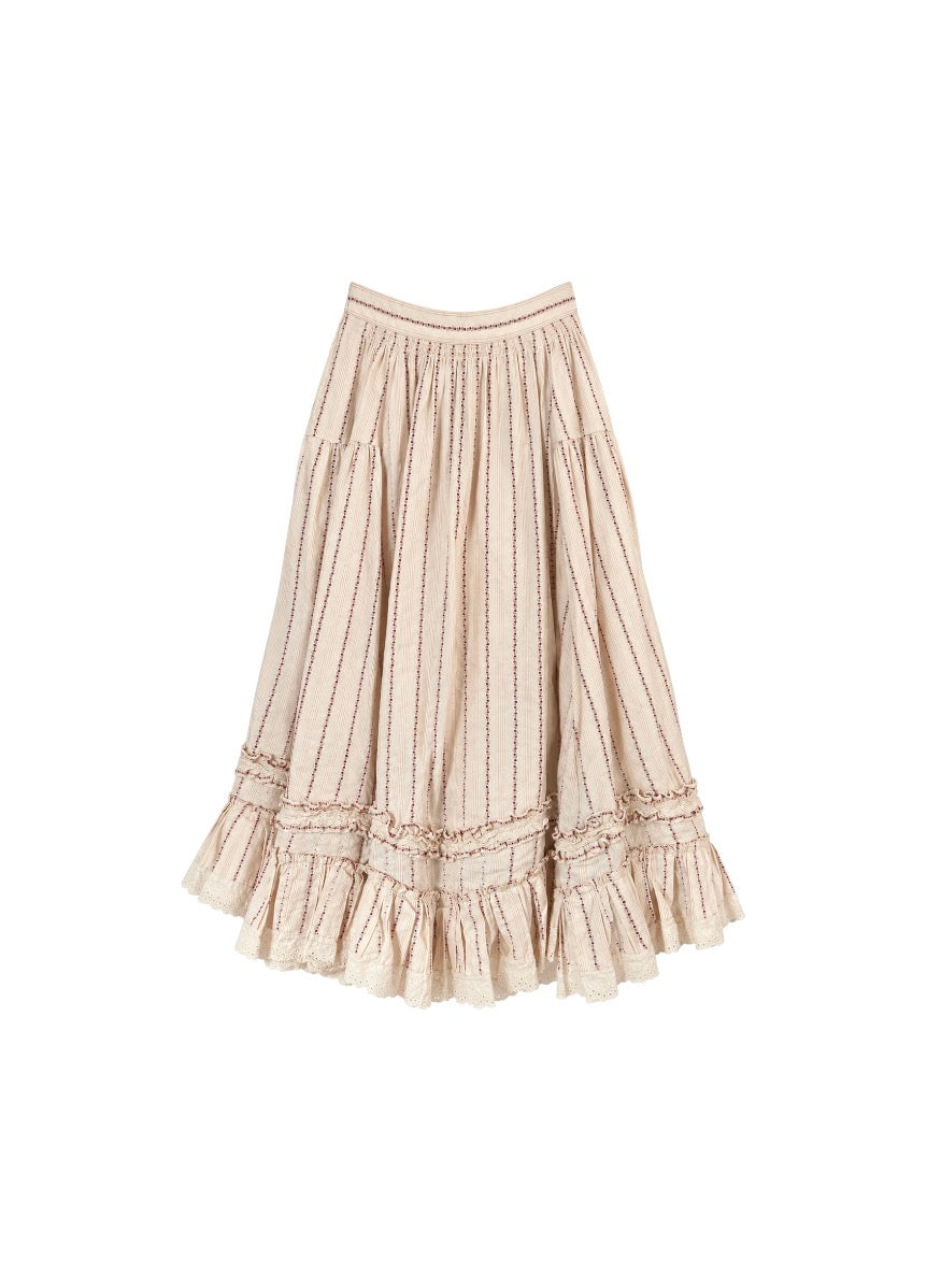 Renli Su Cream and Wine Skirt