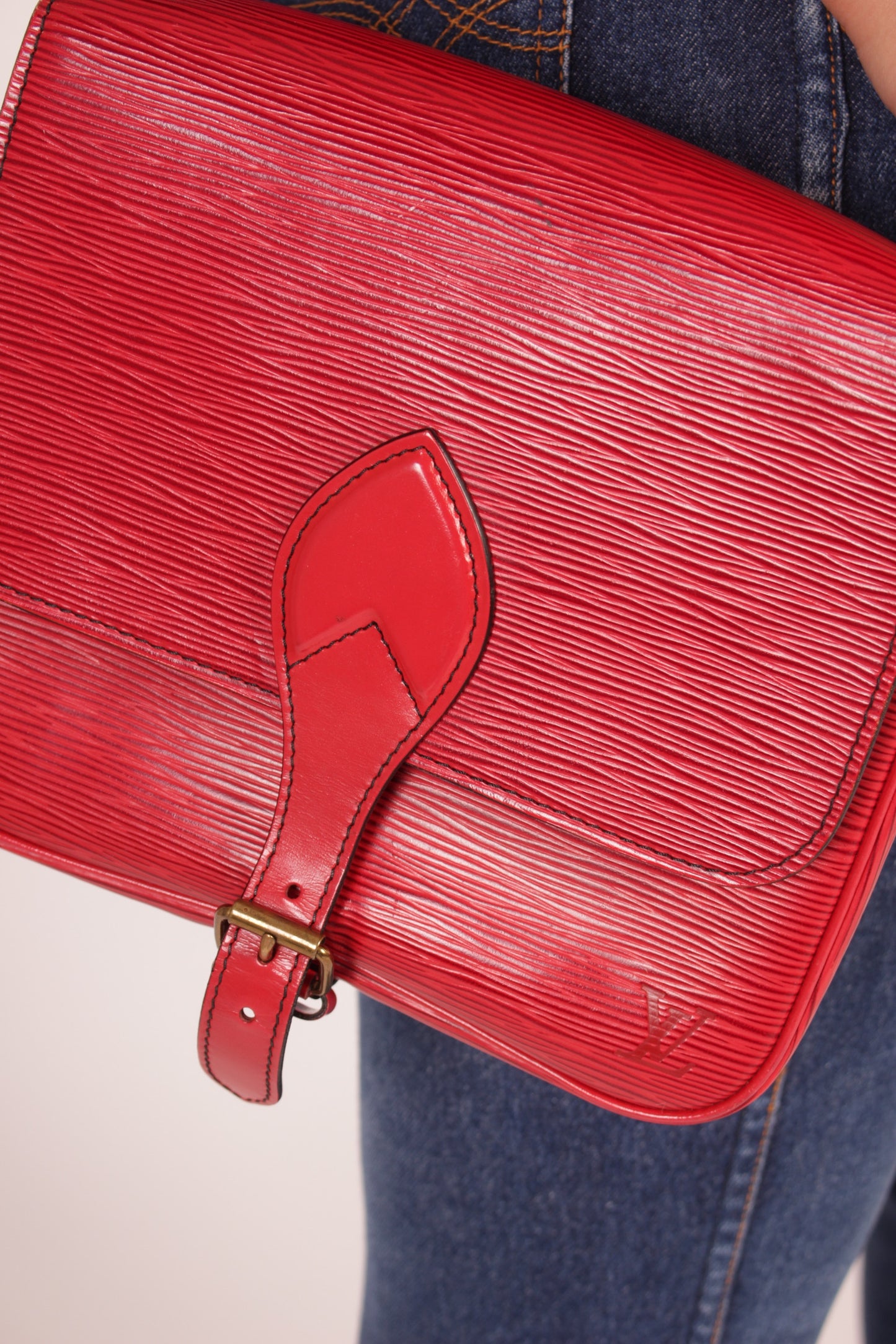 Louis Vuitton Red Epi Cartouchiere Bag