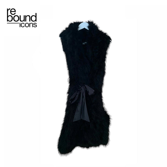 Vintage Sonia Rykiel Black Marabou Feather Sleeveless Jacket
