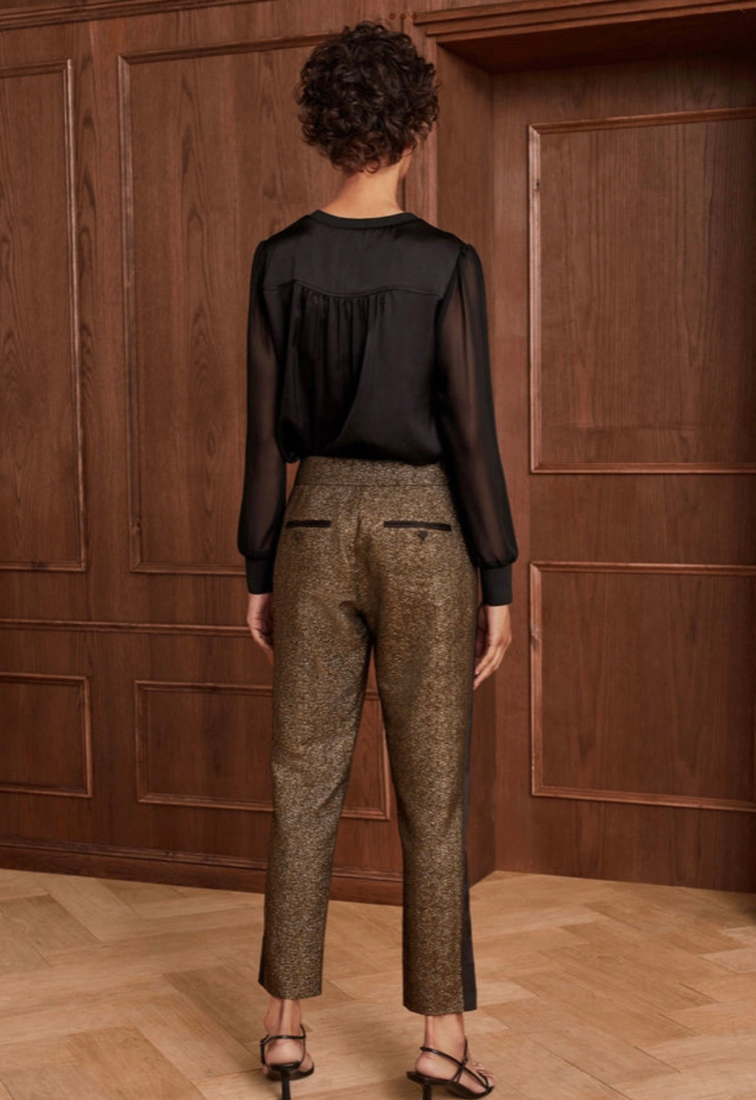 Load image into Gallery viewer, Me+em Gold Black Trousers
