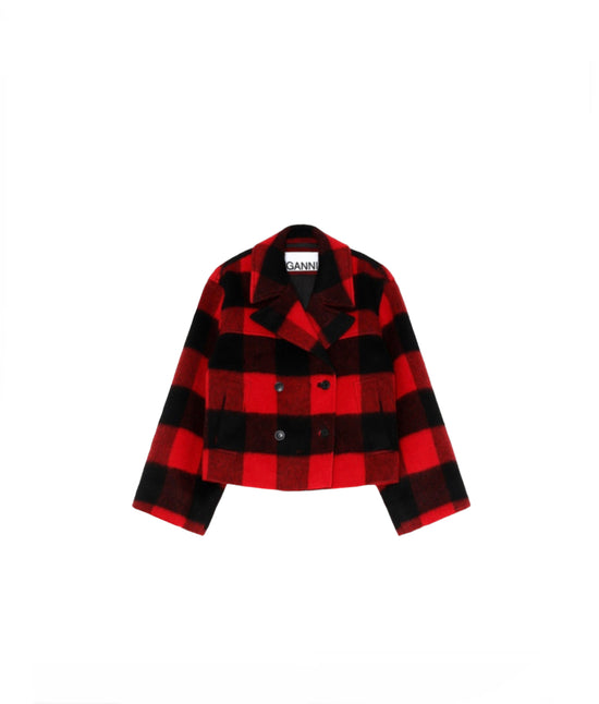 Ganni Wool Plaid Jacket