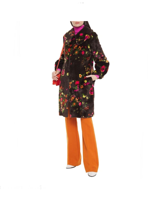 Load image into Gallery viewer, Shrimps Chocolate Faux Floral Coat - nwt
