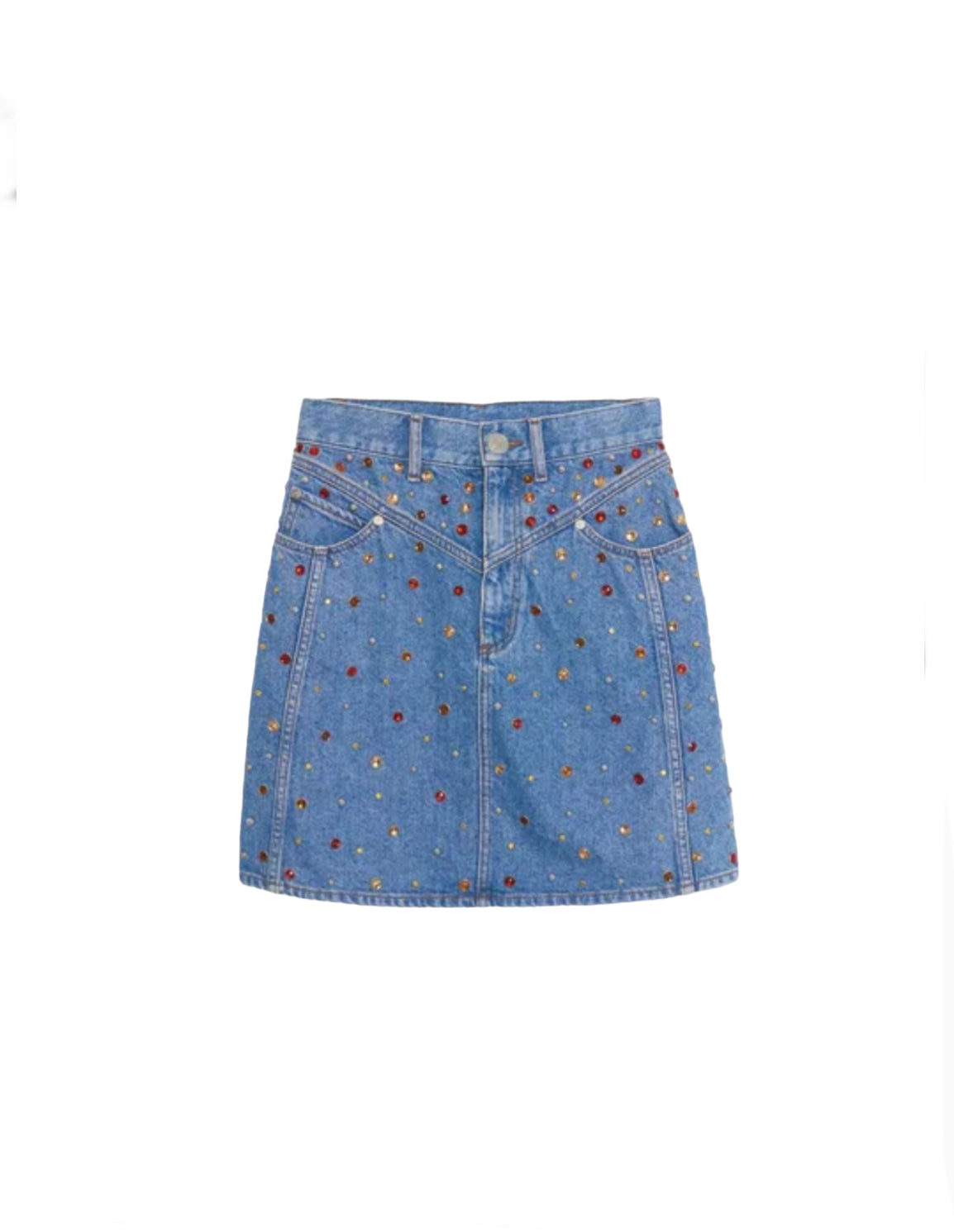 Sandro Denim Rhinestone Skirt