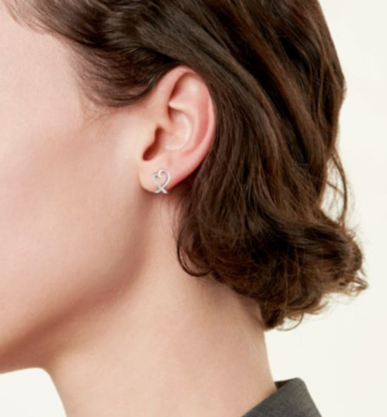 Tiffany Paloma Picasso Loving Heart Silver Stud Earrings
