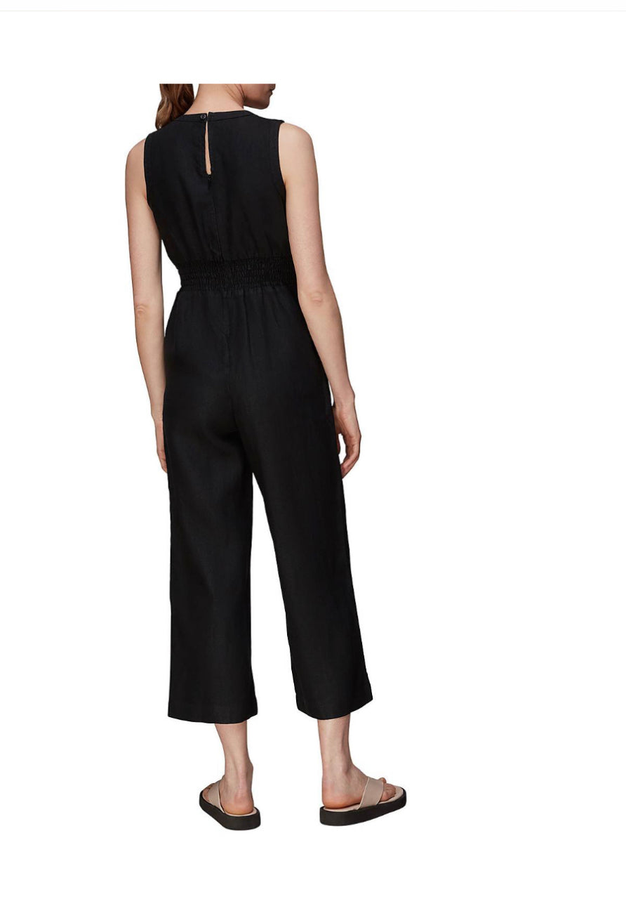 Whistles Black Linen Jumpsuit