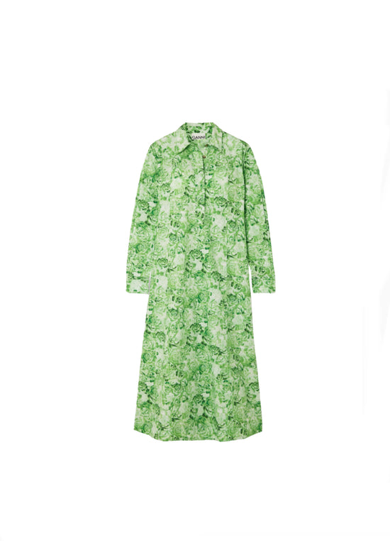 Load image into Gallery viewer, Ganni Green Cotton Floral Dress
