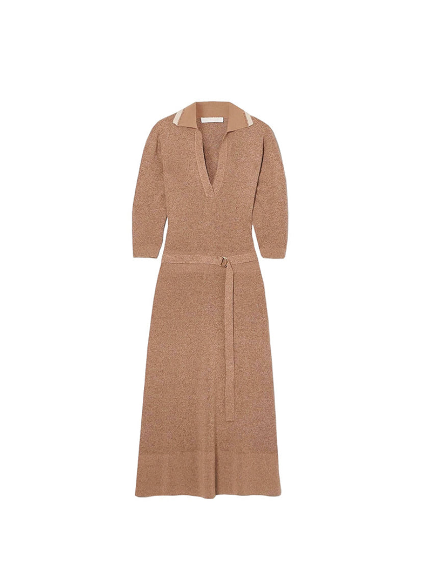 Chloé Belted Wool & Silk-Blend Midi Dress